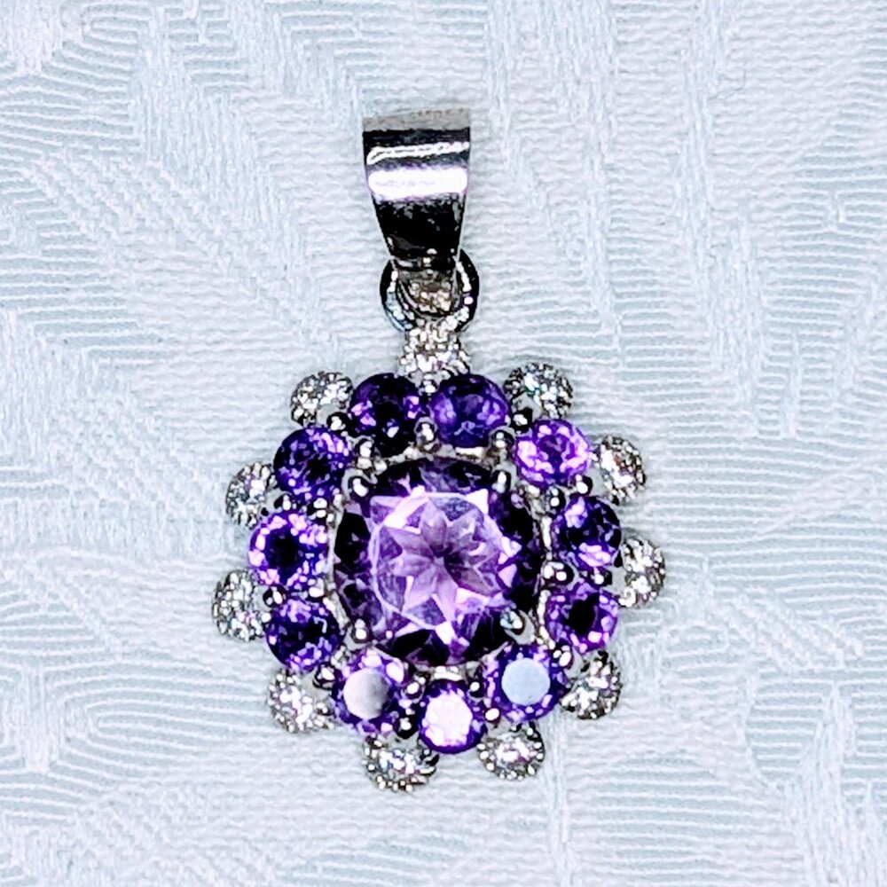 Pendant Amethyst with CZ Accents 925